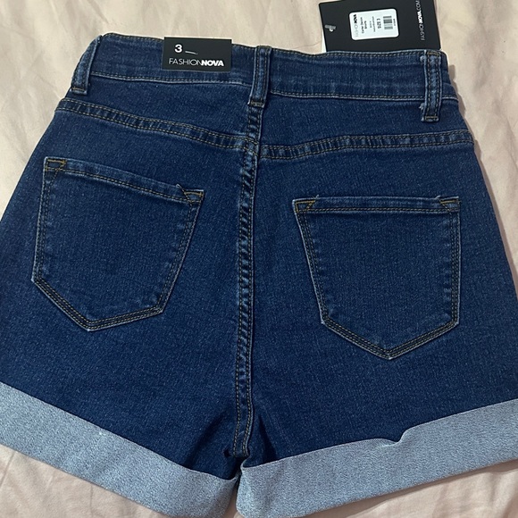 Fashion Nova Dark Blue Jean Shorts - Picture 2 of 4